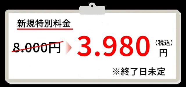 新規特別料金　3.980円